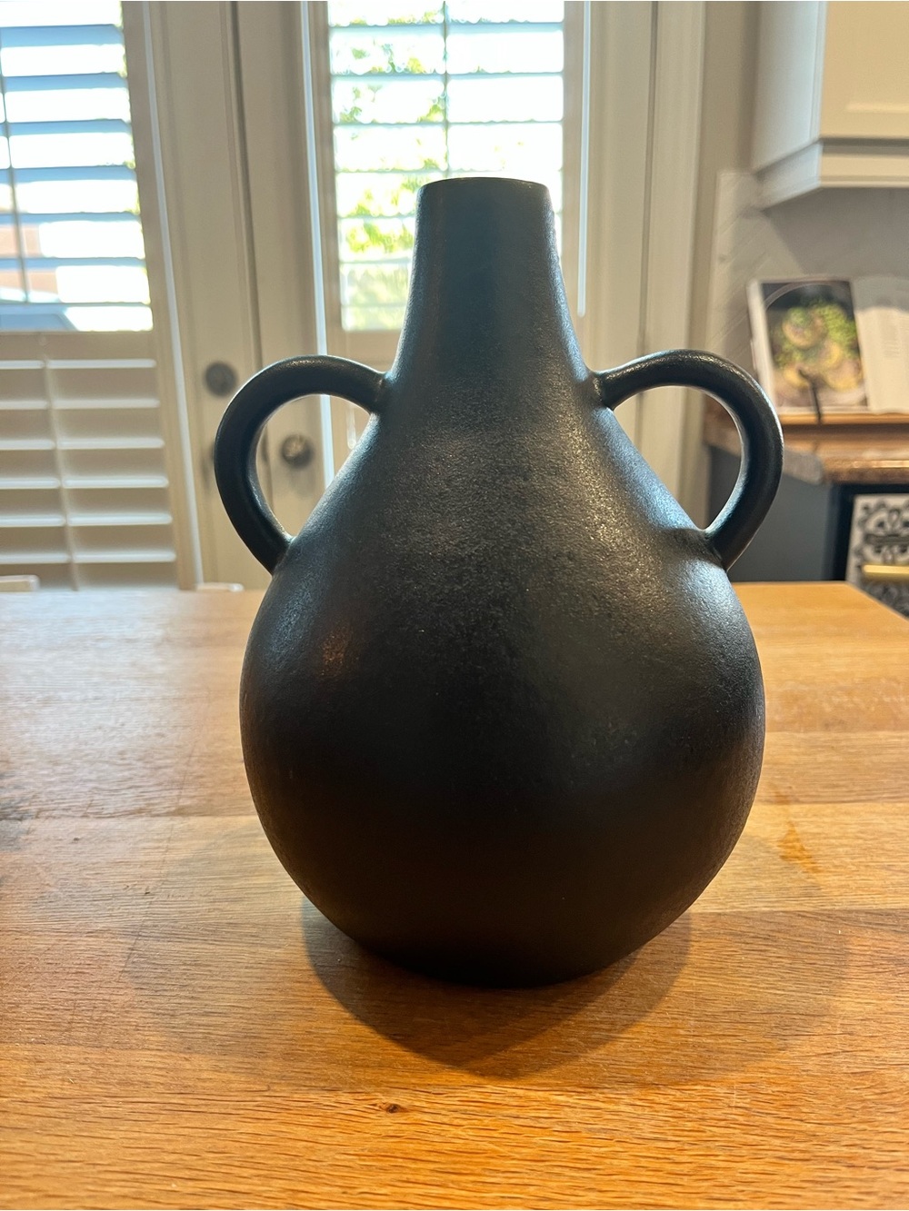 Sleek Black Twin-Handled Decorative Vase